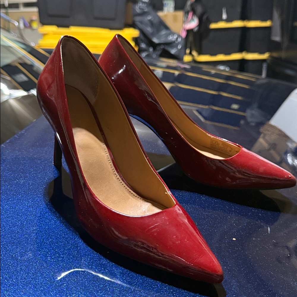 Calvin Klein Burgundy Heels with Gold Accent